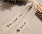 Cinta algodón bordado personalizado - Nombre y fecha