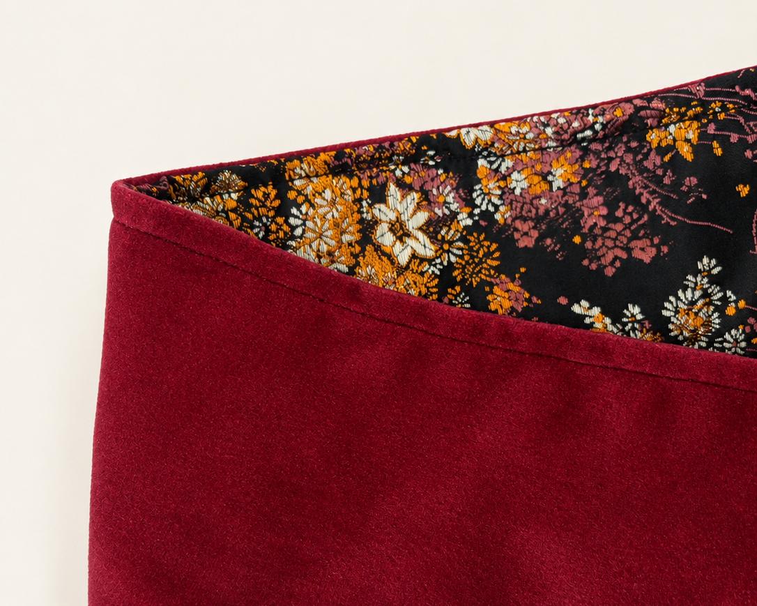 Fajín Reversible Floral  - Negro y Granate