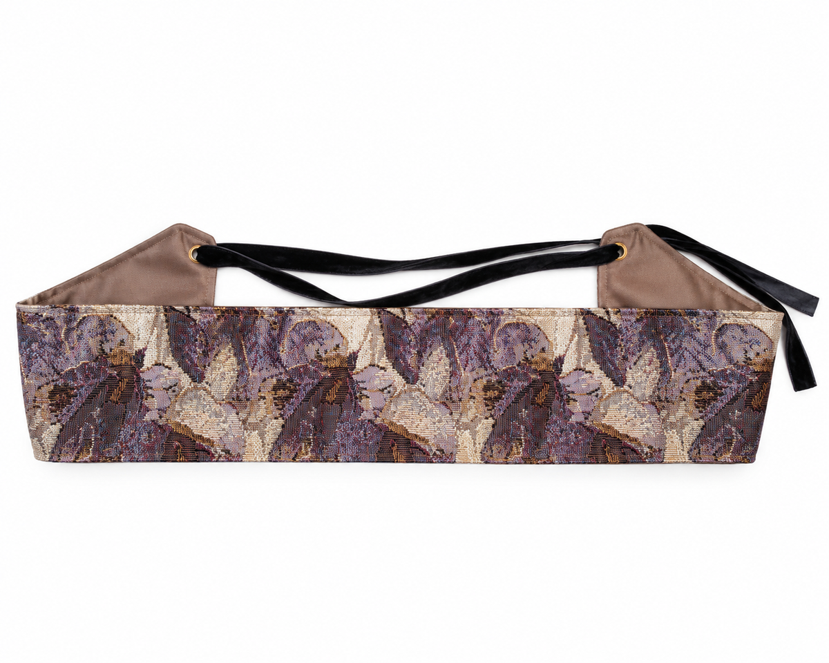 Fajín Jacquard Estampado Floral - Lila y Beige