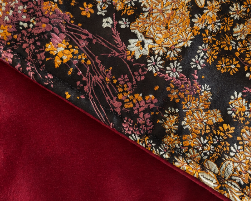 Fajín Reversible Floral  - Negro y Granate