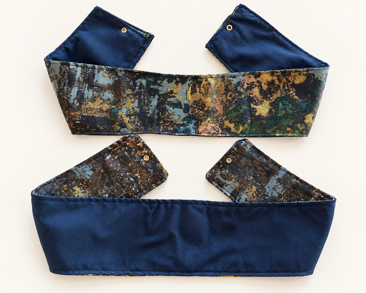 Fajín Reversible Brocado Azul y Dorado