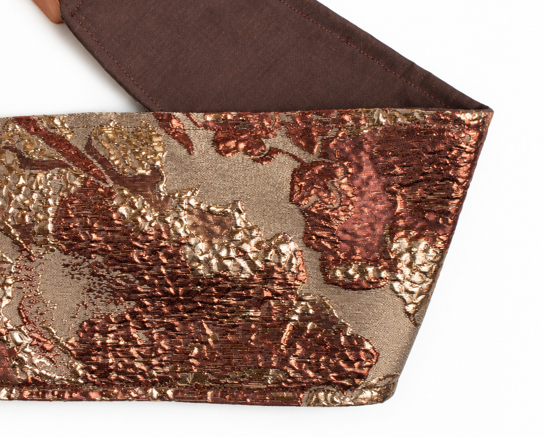 Fajín Jacquard - Marrón y Bronce con Detalles Metalizados