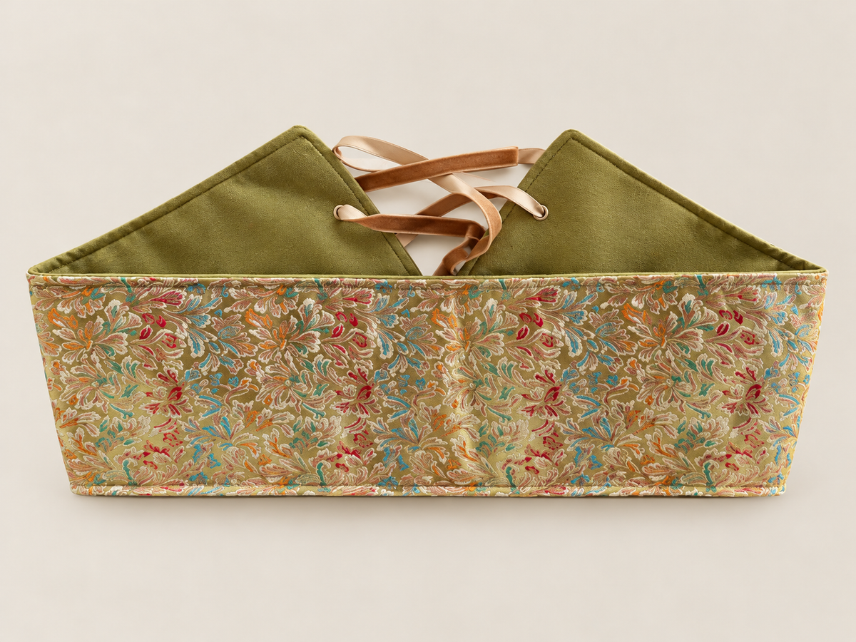 Fajín Reversible Jacquard y Terciopelo Pistacho
