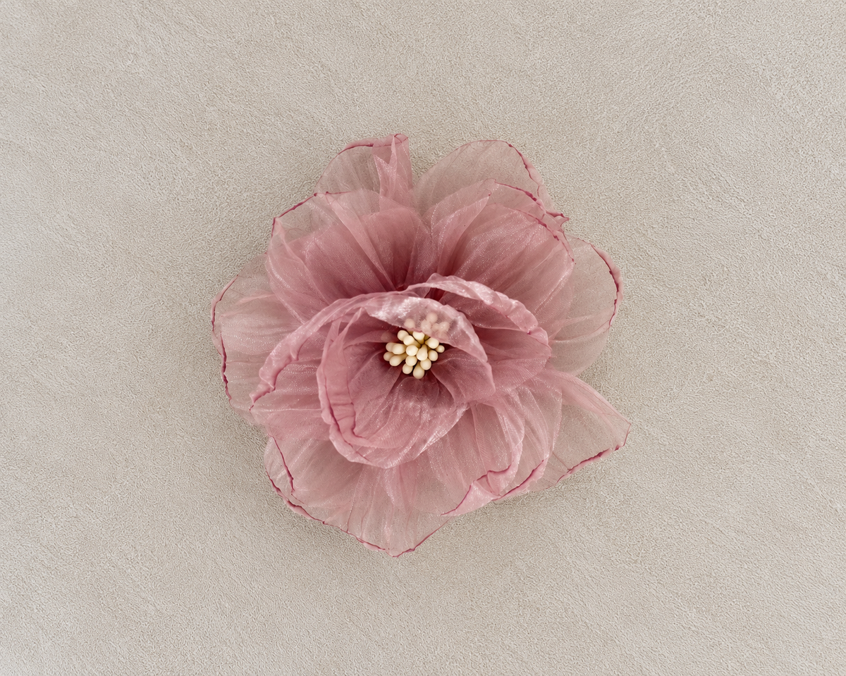Tocado Flor Organza - Rosa