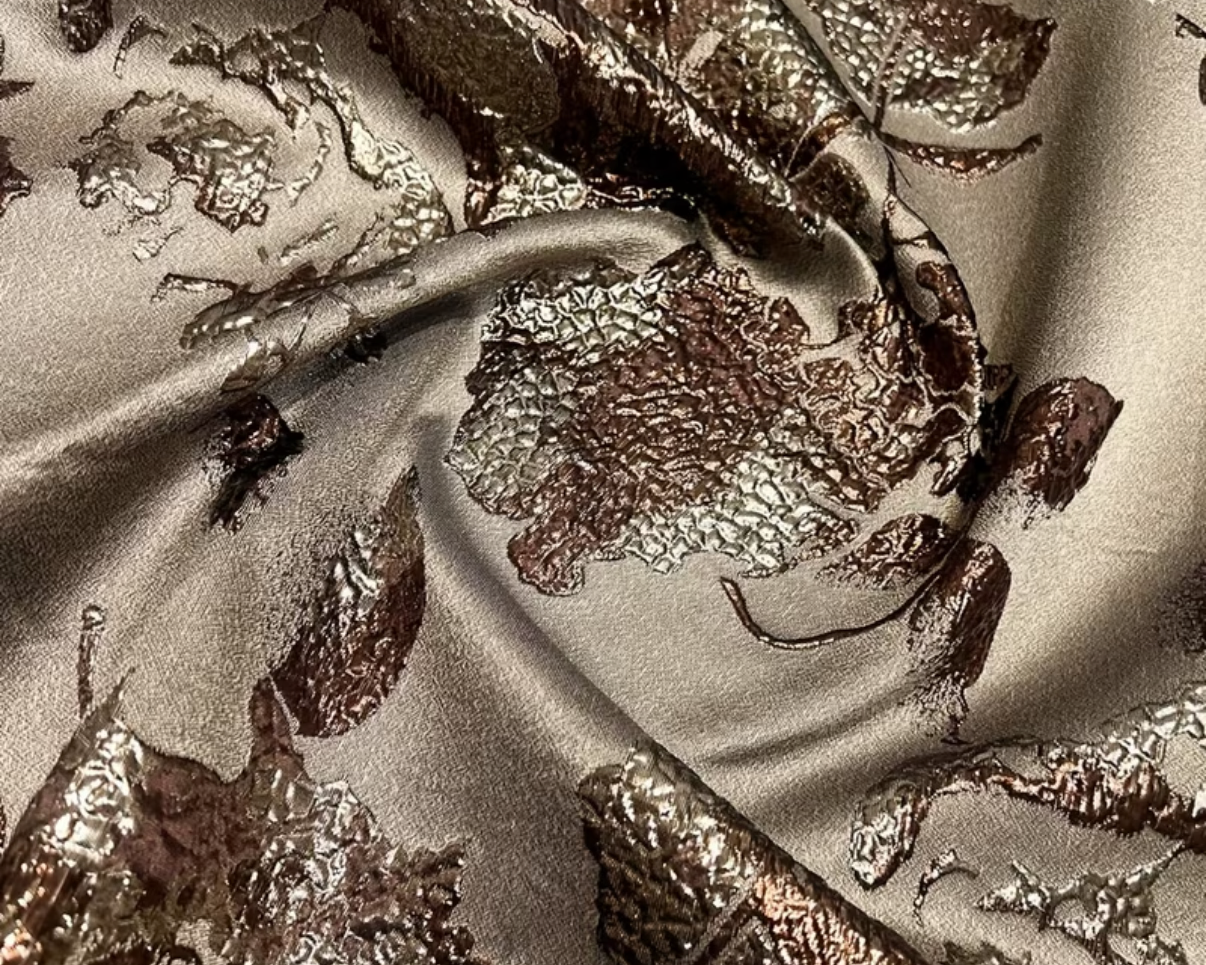 Fajín Jacquard - Marrón y Bronce con Detalles Metalizados