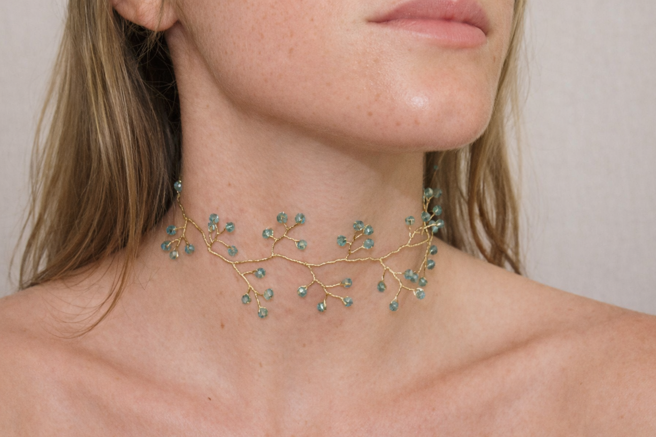 Choker Ramia Azul Turquesa